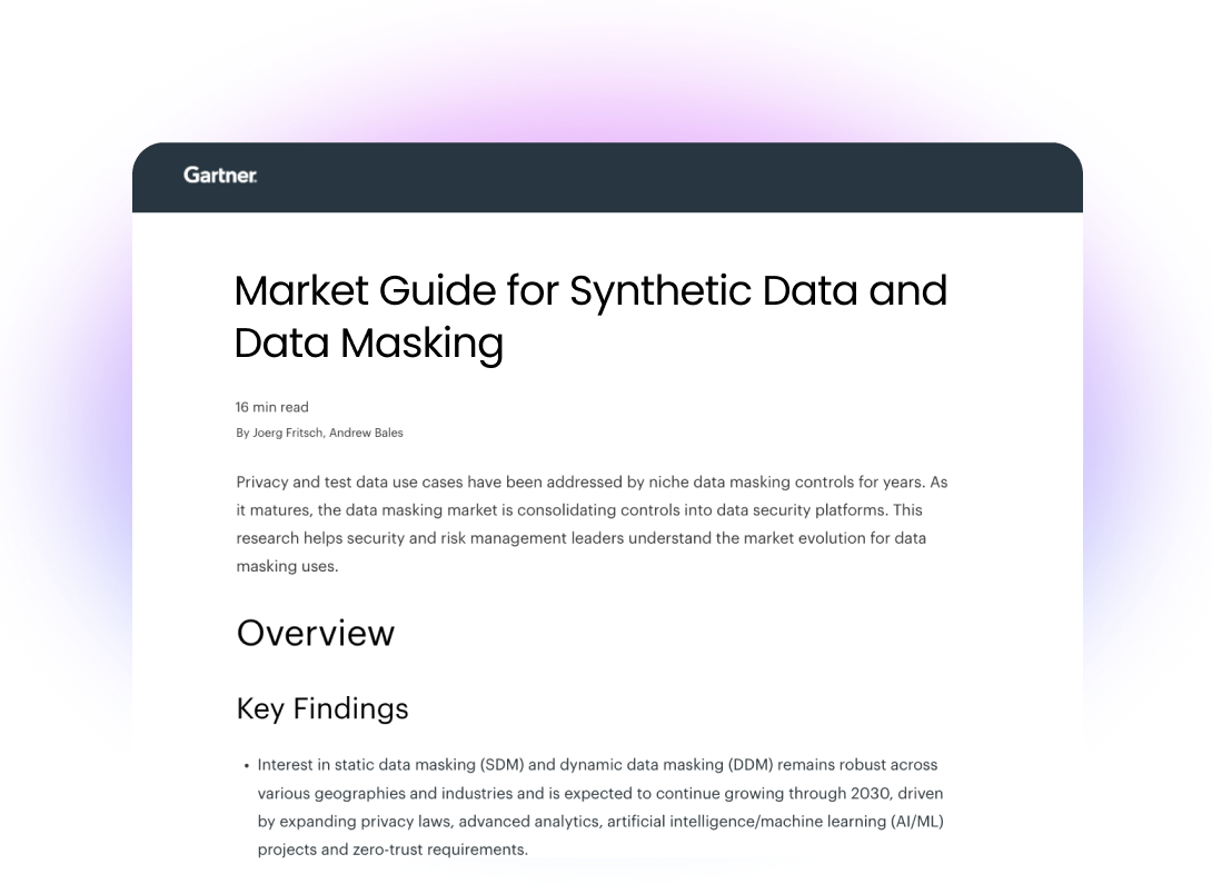 Gartner Market Guide for Data Masking and Synthetic Data