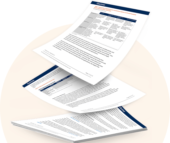 Stacked pages of the Gartner Market Guide for Synthetic Data Generation report.