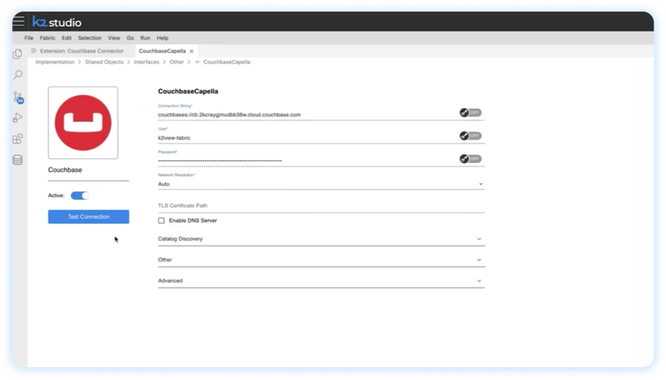 Simple configuration of the K2view Couchbase connector