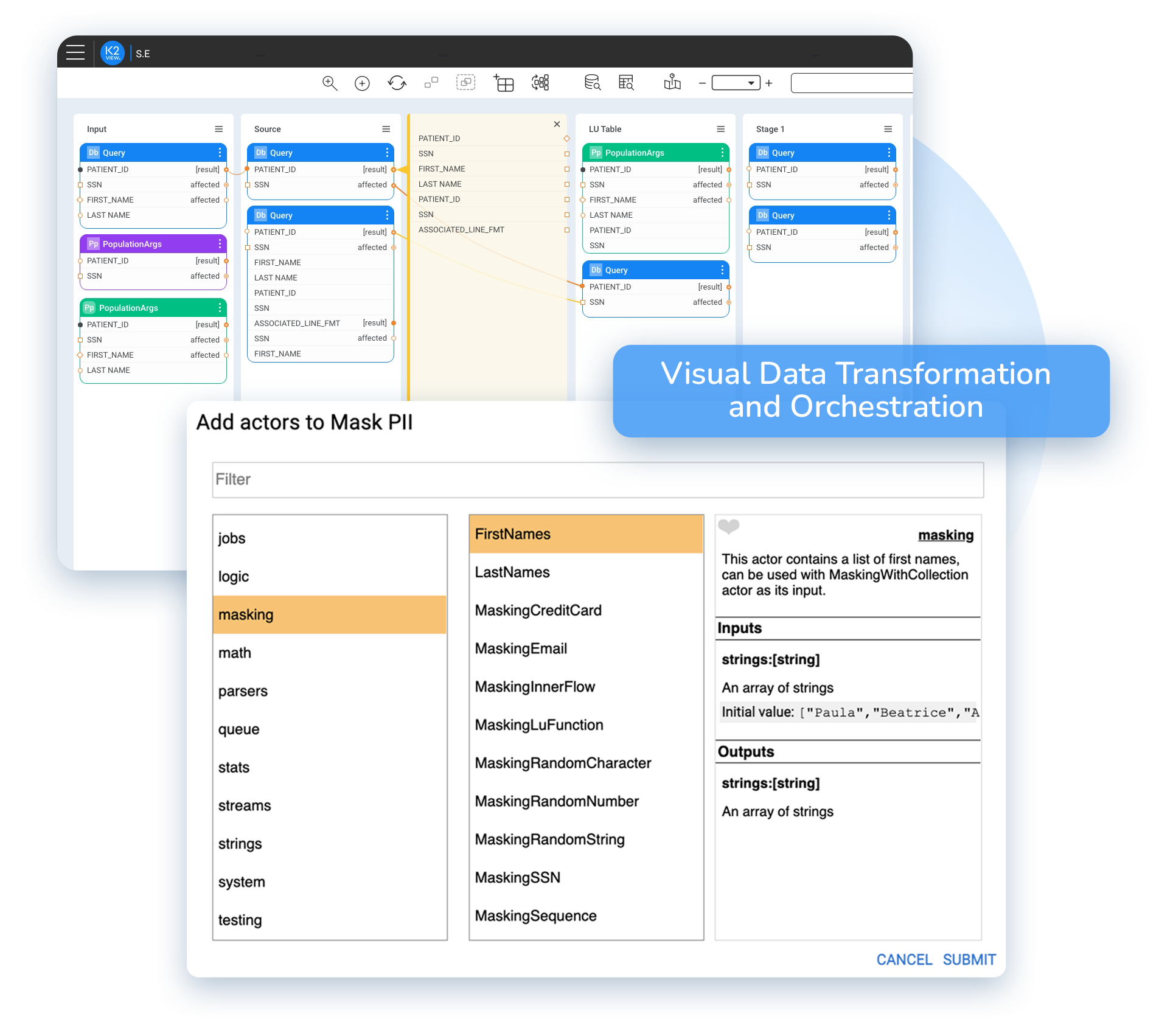 Data governance tools and data masking